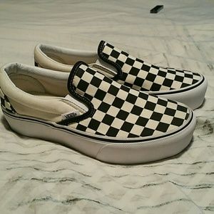 Black and white checkered platform vans